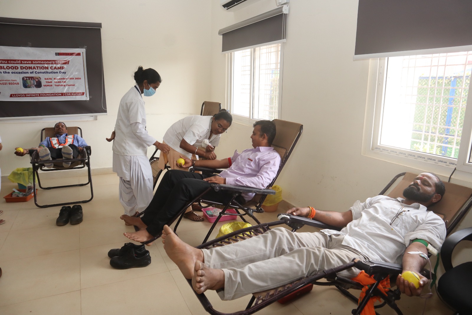 Blood Donation Camp Held on Constitution Day, over 100 donors take part